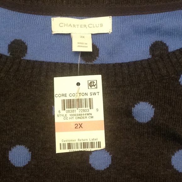 FINAL💲⬇️ NWT Charter Club dot tunic sweater, 0X - Picture 6 of 7